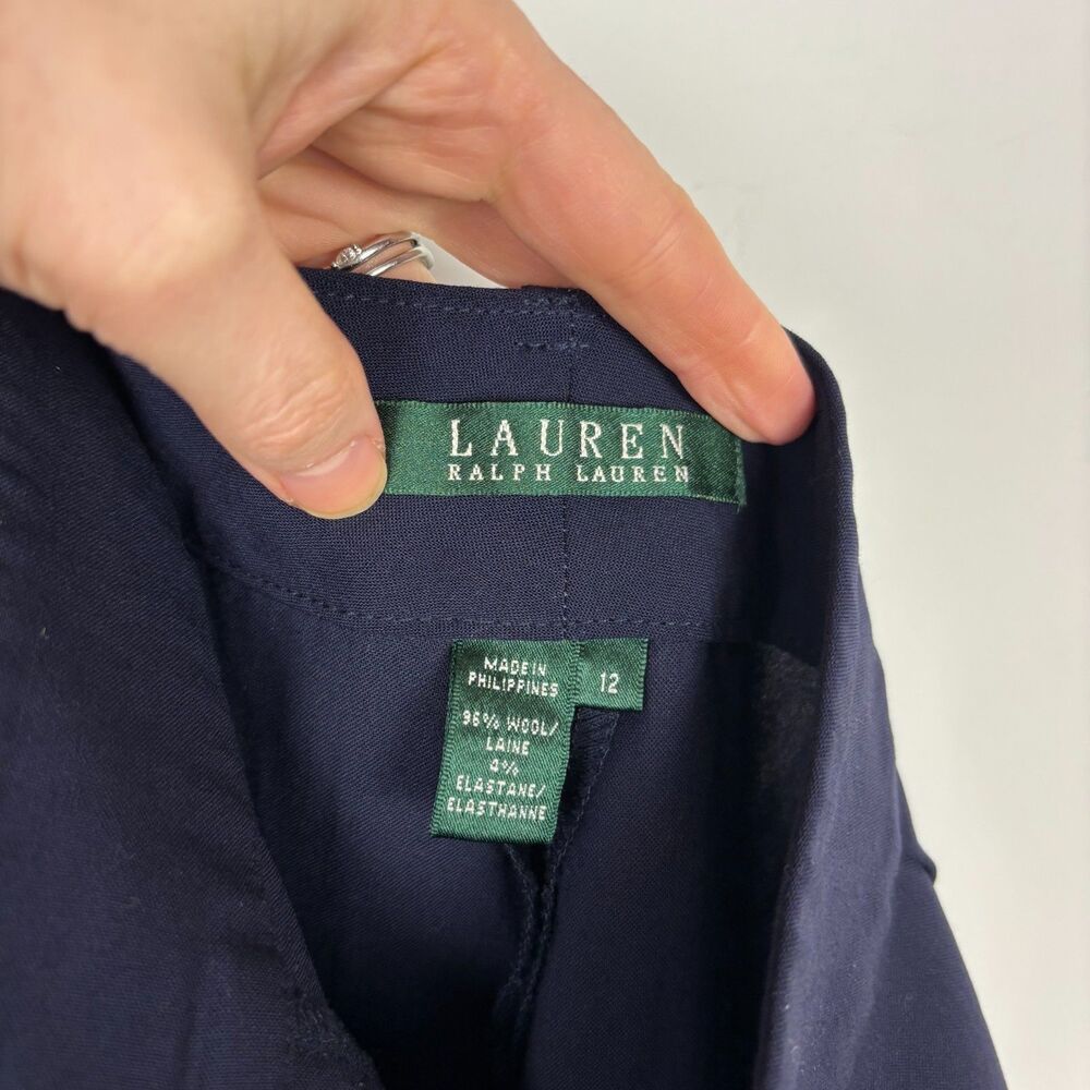 Lauren Ralph Lauren Navy Wool Blend Blue Dress Pants Women’s 12 - Picture 4 of 4